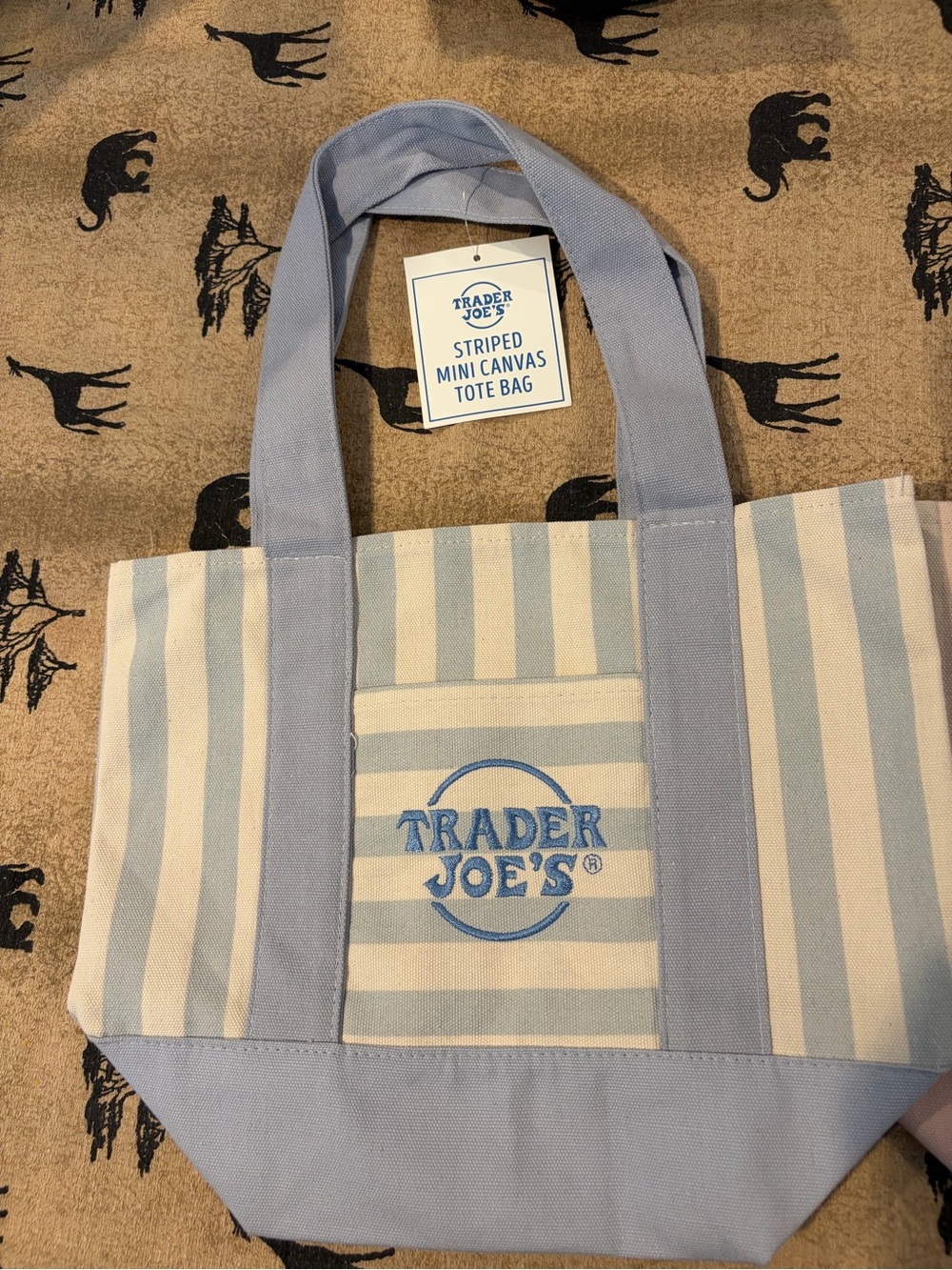 Trader Joe’s striped mini blue tote bag